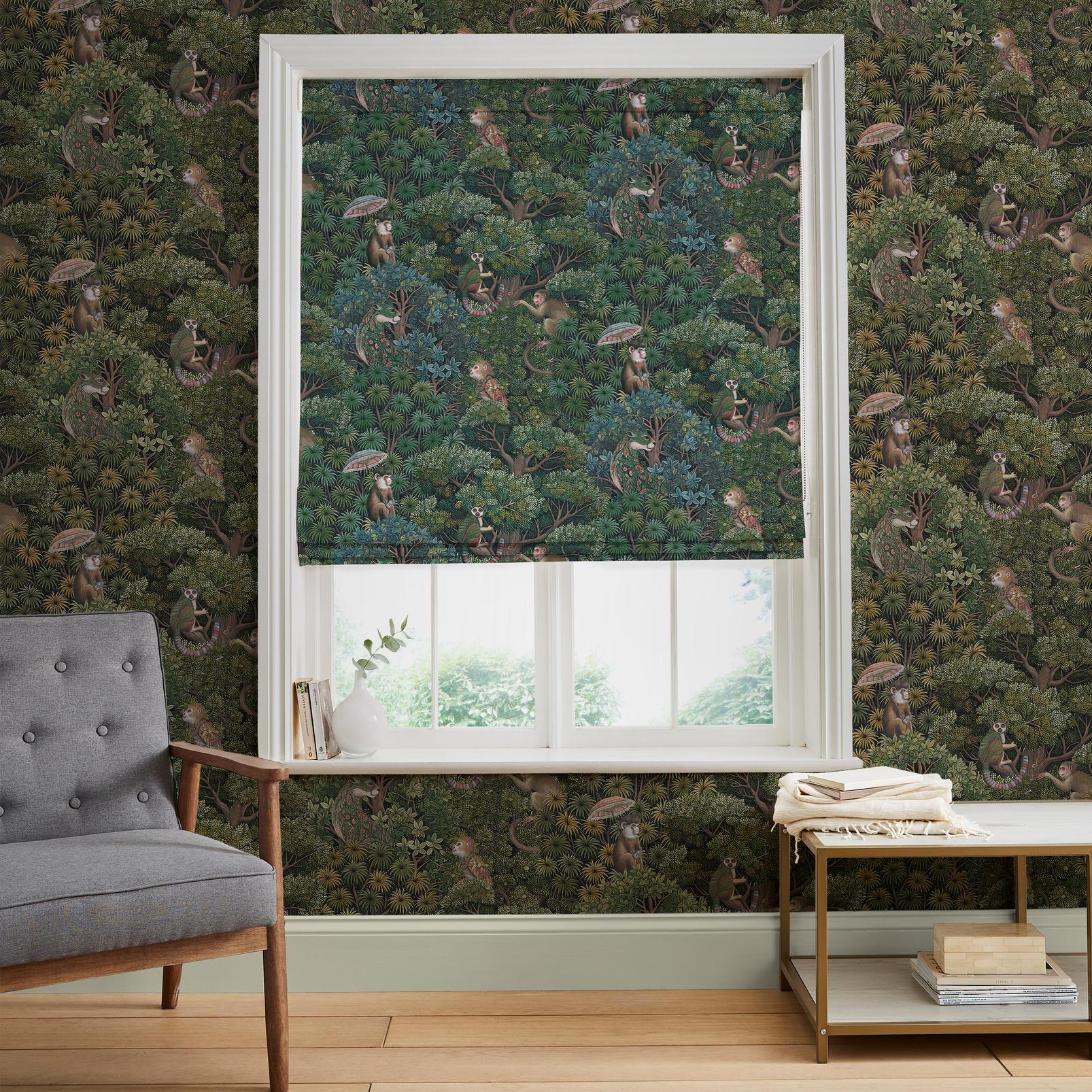 Treetop Troop Green Roman Blind
