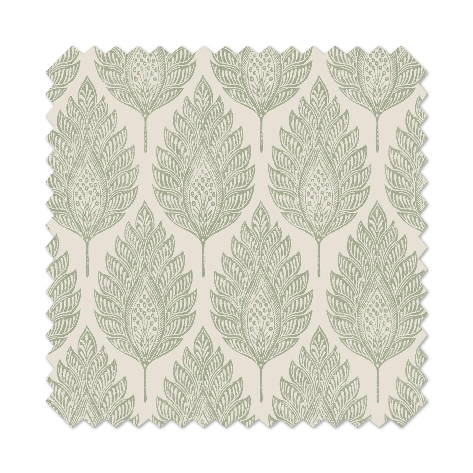 Flame Leaf Green Roman Blind