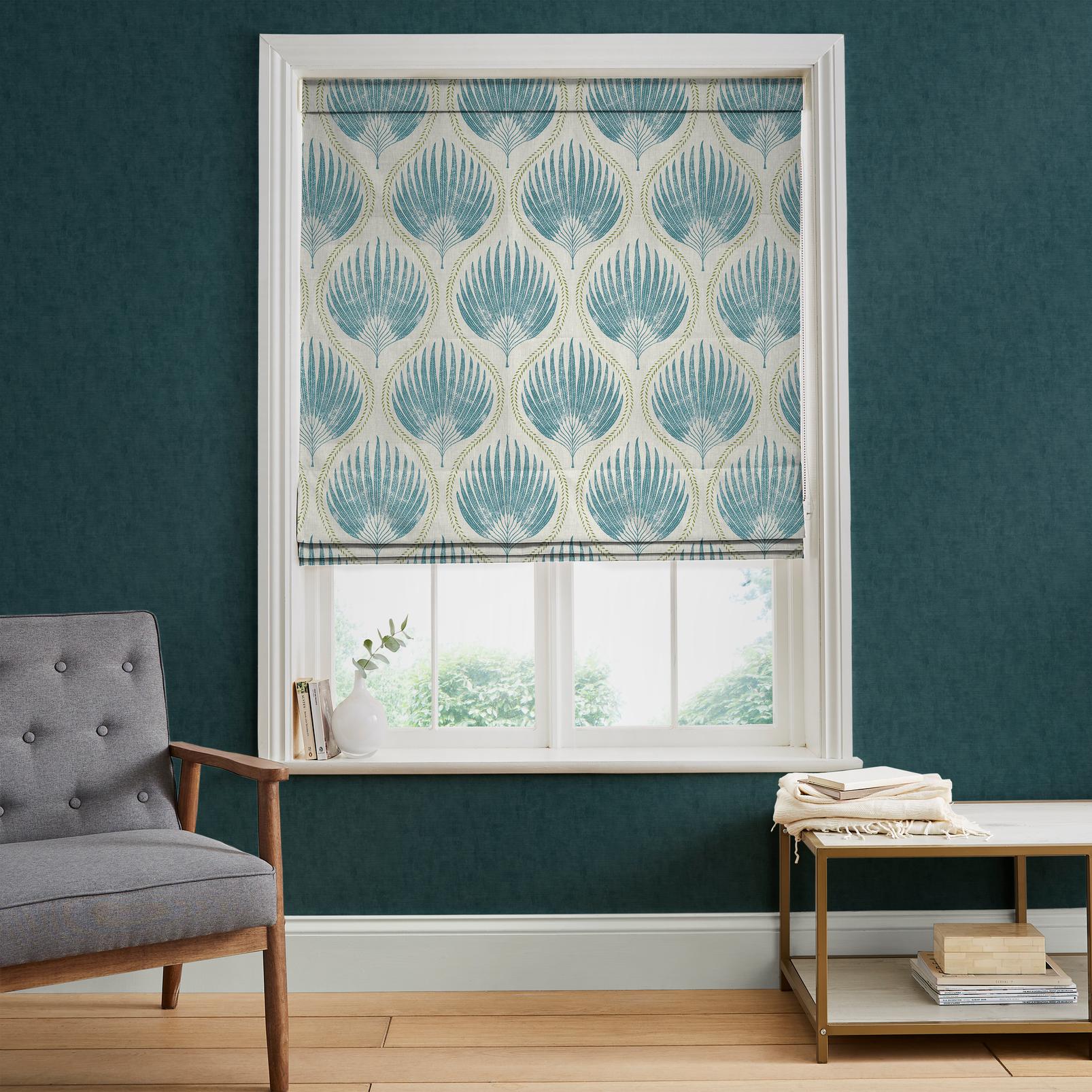 Lissome Leaf Blue Roman Blind