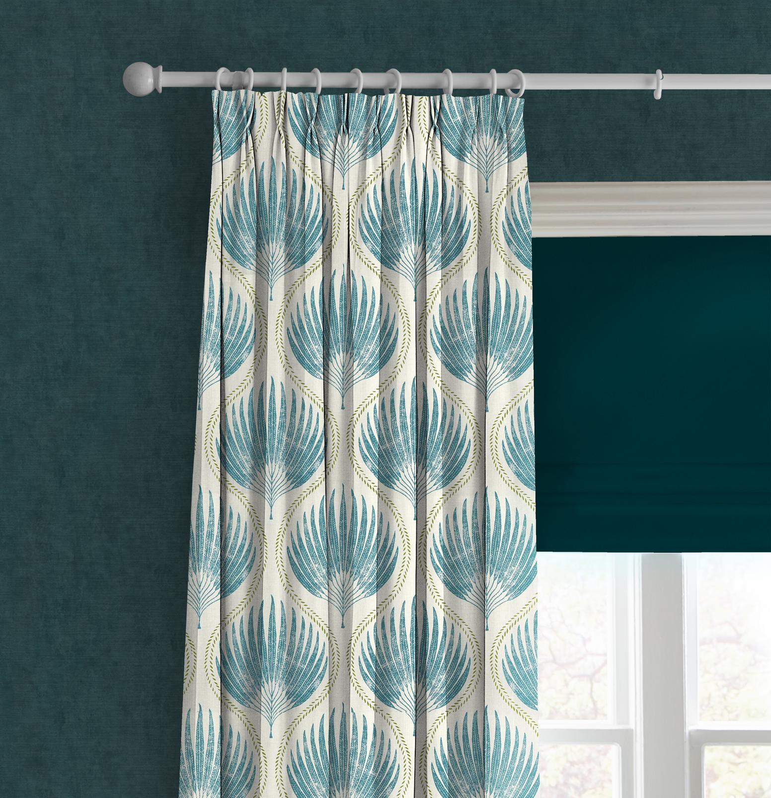 Lissome Leaf Blue Curtain