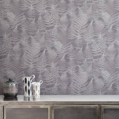 Woodland Fern Pewter Wallpaper Woodland Fern Pewter Wallpaper
