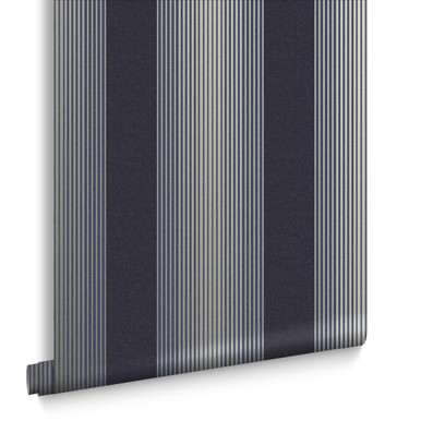 Lagom Stripe Navy & Gold Wallpaper