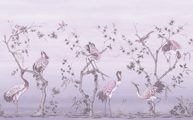 Grazing Cranes Dusk Bespoke Mural