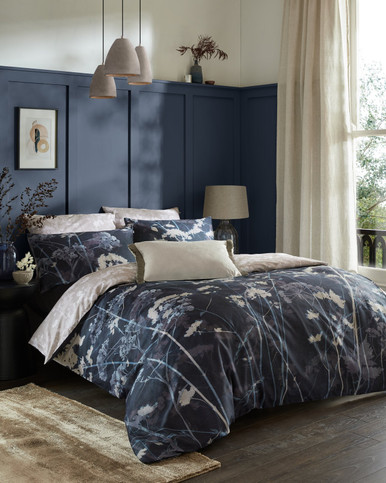 Flower Press Indigo Duvet Cover Set Flower Press Indigo Duvet Cover Set