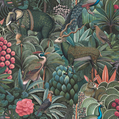 Jungle Jamboree Green Wallpaper