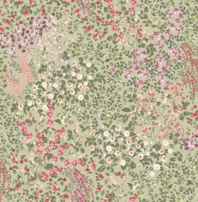 Painterly Flora Sage Wallpaper