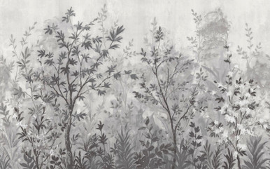 Forest in Bloom Monochrome Bespoke Mural