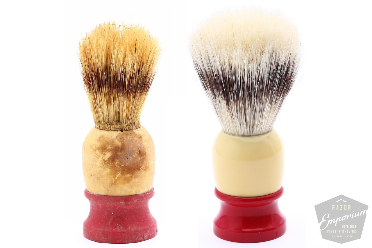 Restoring shave brush deals with shoe goo