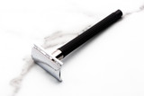 Three Piece Double Edge Safety Razor With Black Plastic Handle | Original Condition