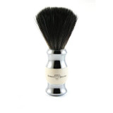 Edwin Jagger | Imitation Ivory & Chrome Shaving Brush (Black Synthetic)