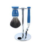 Edwin Jagger | Gillette® Mach3® Razor Shaving Set Blue 3pc (Black Synthetic)