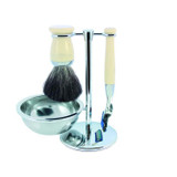 Edwin Jagger | Gillette® Fusion® ProGlide® Razor Shaving Set Imitation Ivory 4pc (Black Synthetic)