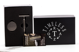 Timeless Razor | Titanium Scalloped .095mm Baseplate With Crown Handle & Stand