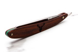 5/8" Vintage Restored Genco Damascus Silver Steel Straight Razor With Elk Etched Wood Scales