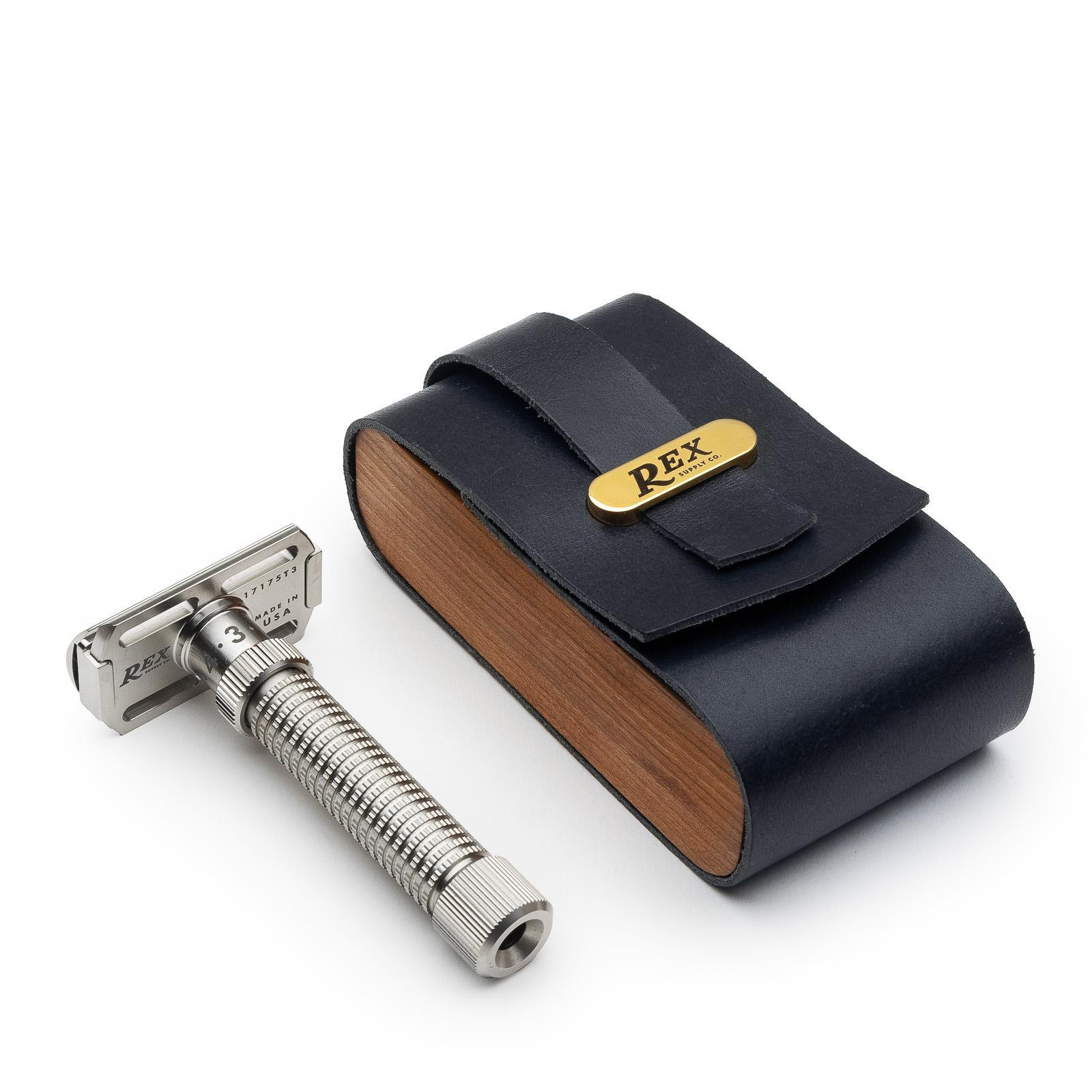 Rex Supply Co. | Navy & Gold Double Edge Safety Razor Case - Razor