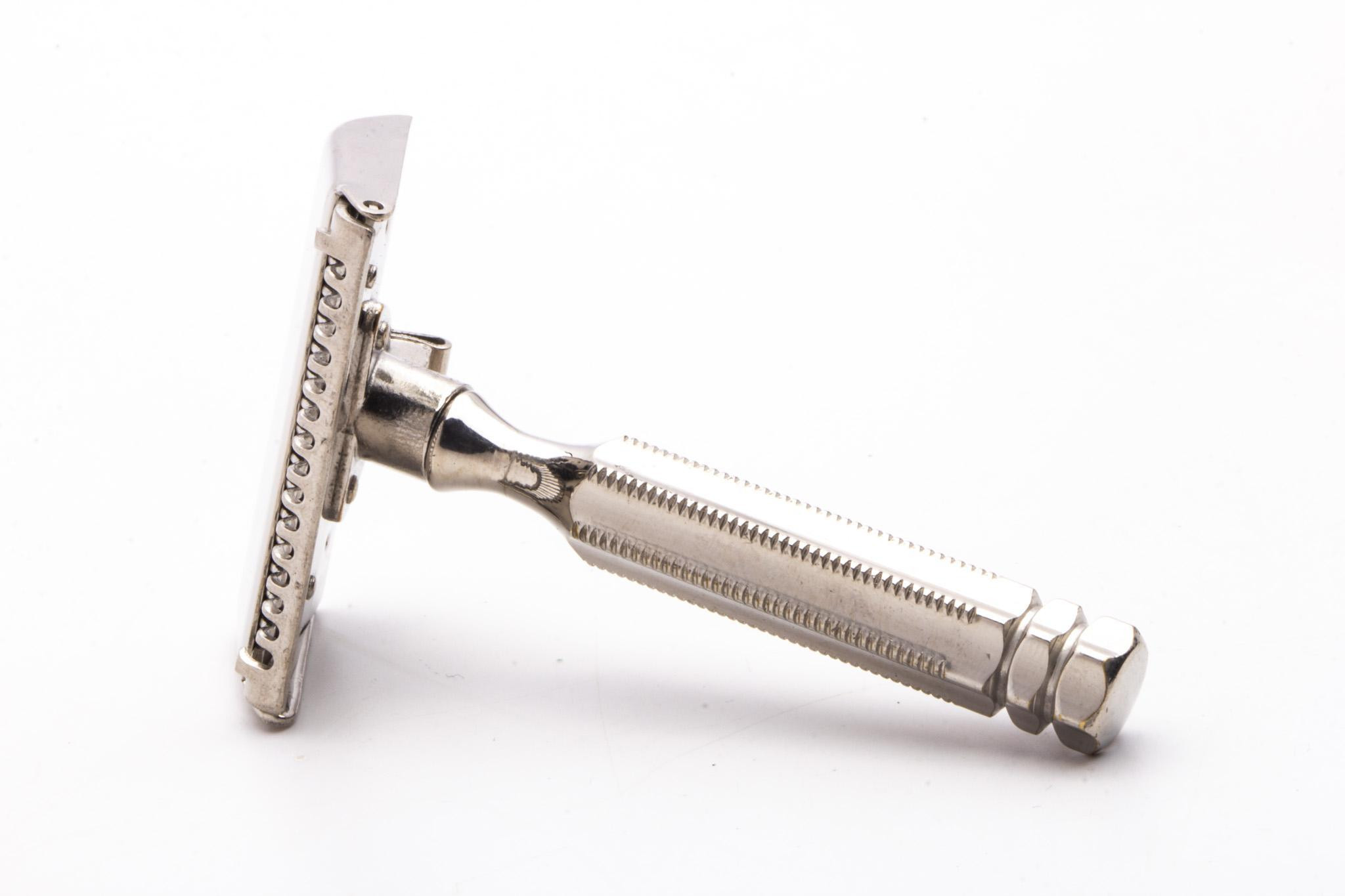 ヘトロジェニティ　Raw Face/Blasted Silver 1920's Ever-Ready 1912 Style Knurled Single Edge Safety Razor