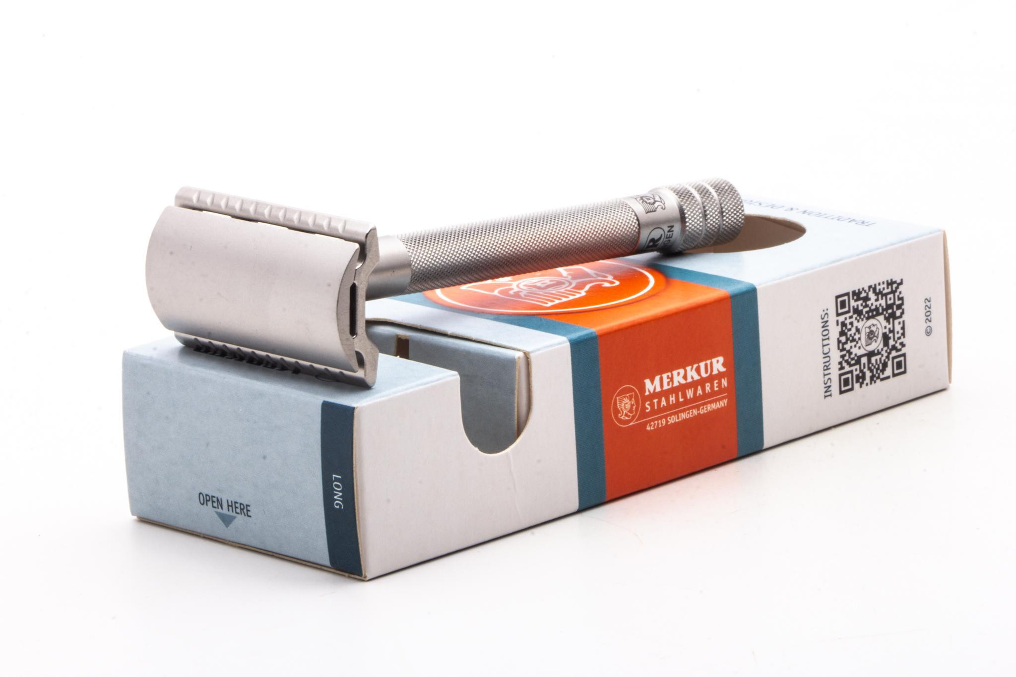 Merkur | 23 INOX Long Handle Double Edge Safety Razor in Satin