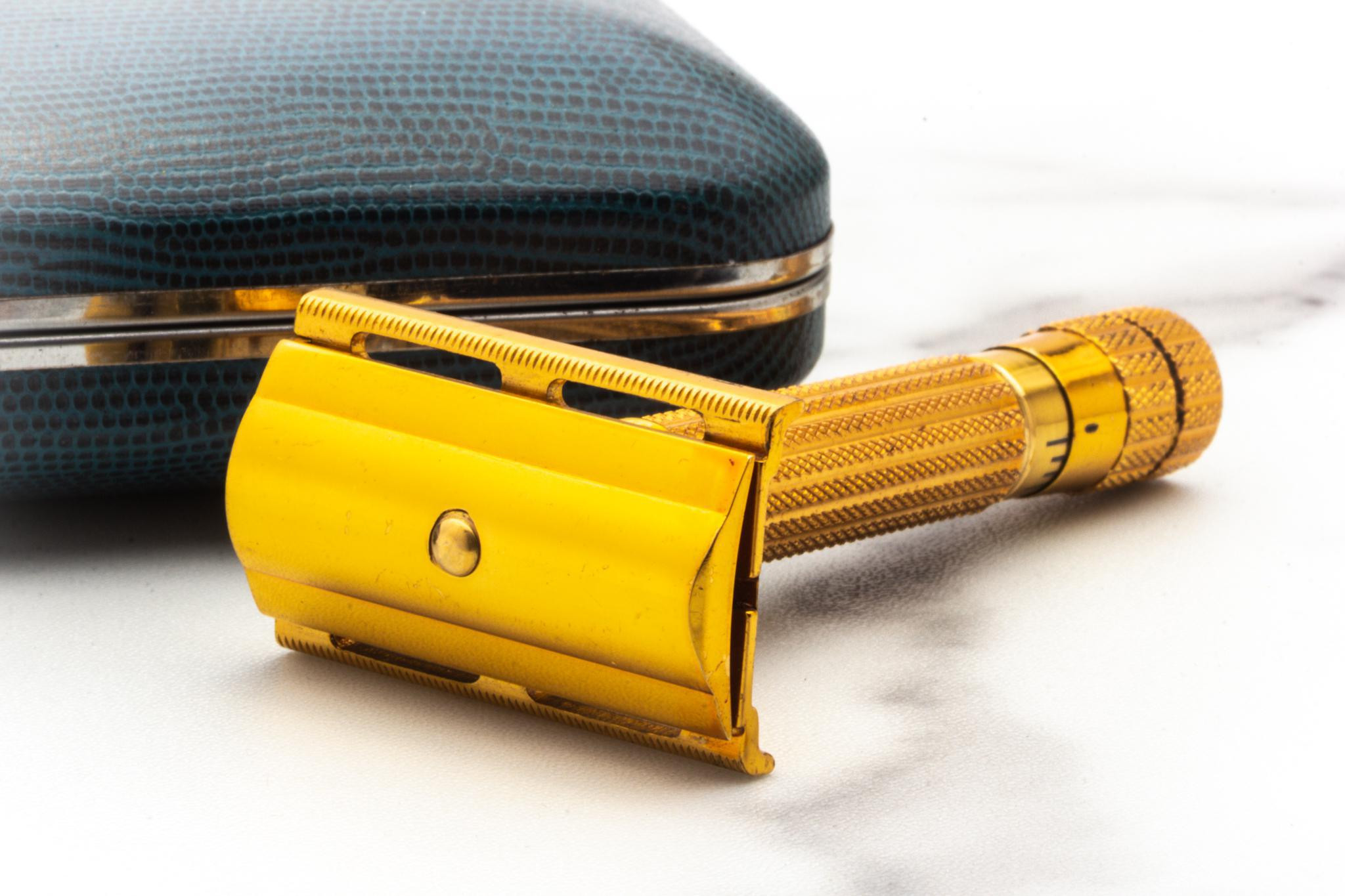 1947 Gillette Gold Techmatic Double Edge Safety Razor Set