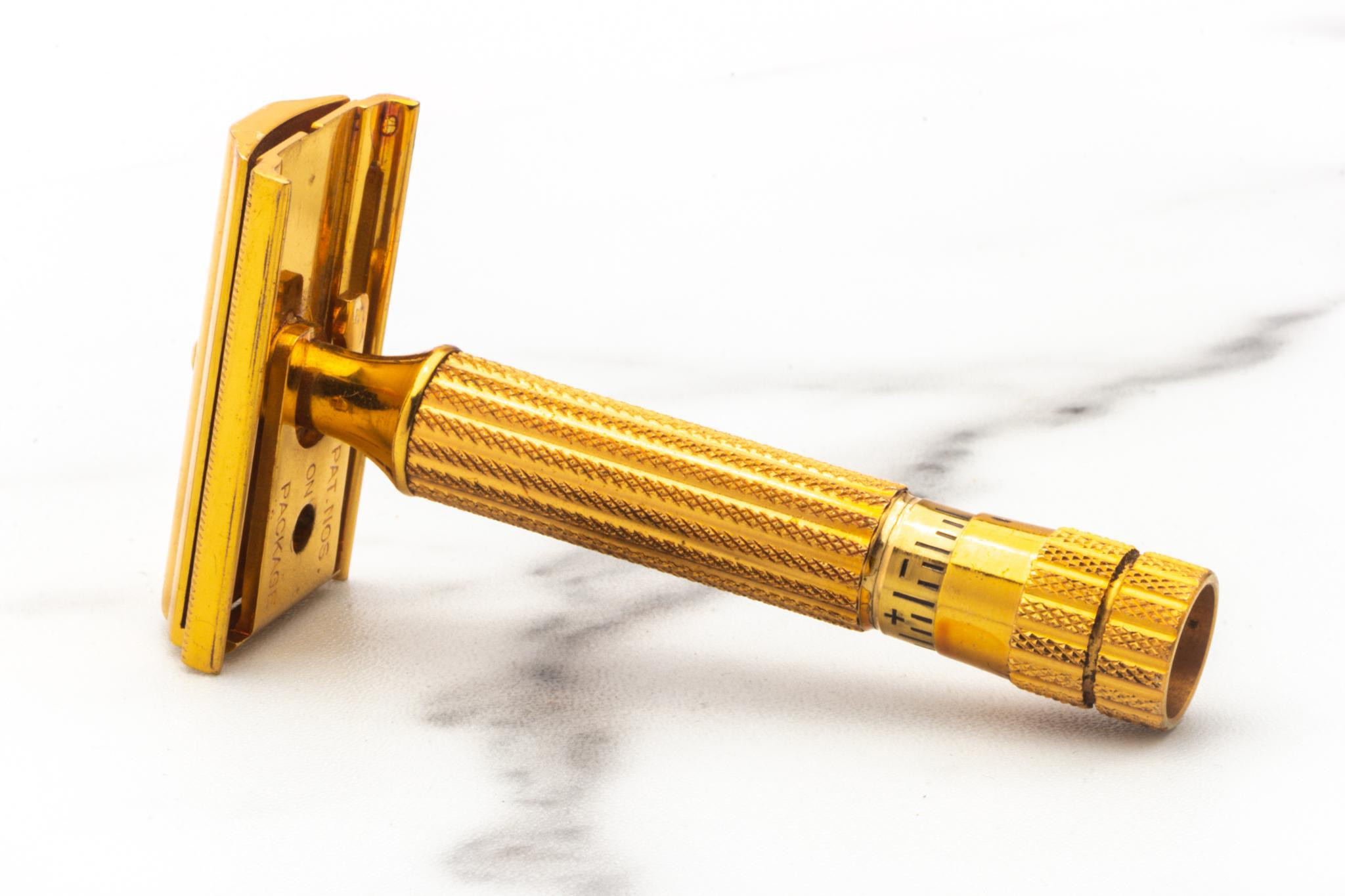 1947 Gillette Gold Techmatic Double Edge Safety Razor Set