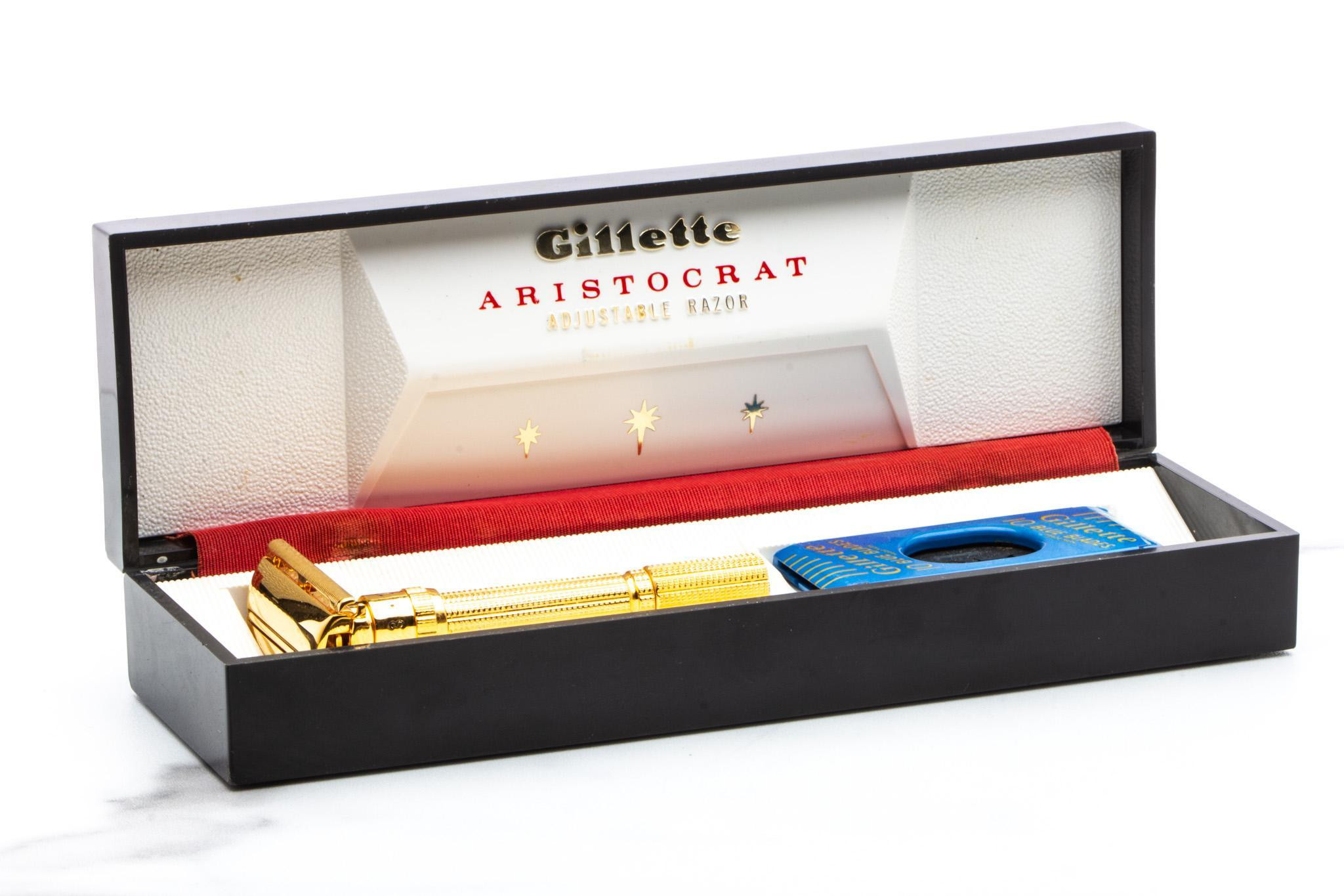 1961 G3 Gillette Gold Slim Aristocrat Adjustable Double Edge