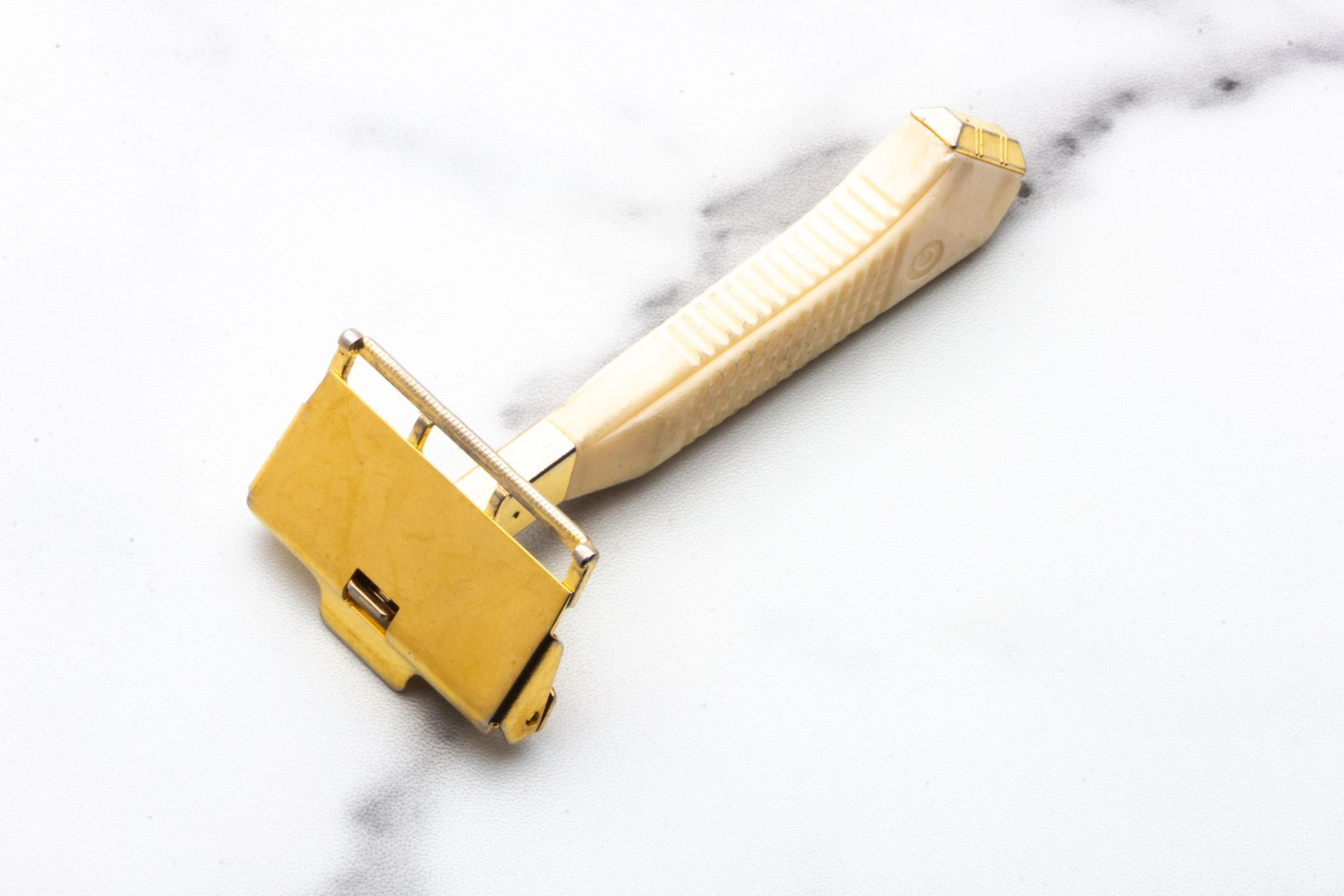 1950's Gem Micromatic Gold Single Edge Safety Razor Set with
