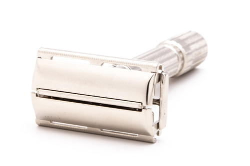 1961 G2 Gillette $1.95 Fatboy Adjustable D.E. Razor | Factory Nickel Revamp