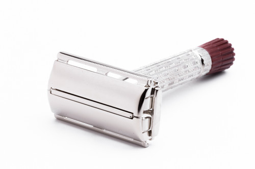 1956 B4 Gillette Heavy Red Tip Super Speed Safety Razor  | Factory Nickel Revamp