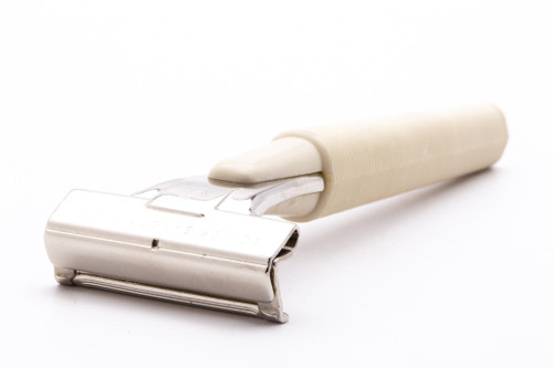 1960's Schick Injector Cream Handle Safety Razor | Factory Nickel Revamp