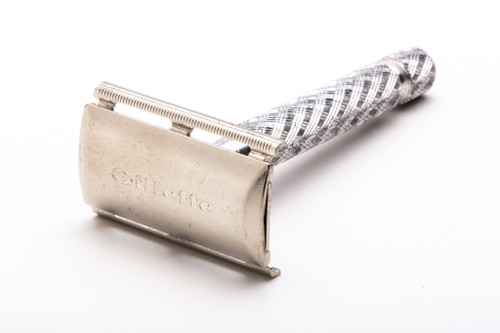 1970 P2 Gillette Ball End Tech Spiral Handle Double Edge Safety Razor | Original Condition