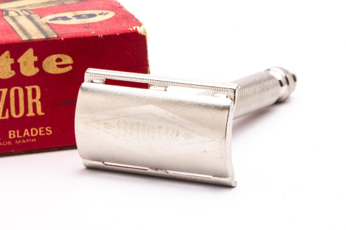 1957 C4 Gillette Ball End Tech DE Safety Razor | Original Condition