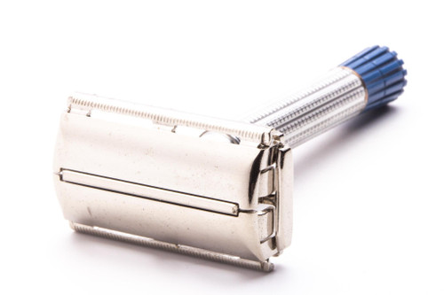 1960 E1 Gillette Light / Blue-Tip DE Super Speed Safety Razor | Factory Nickel Revamp