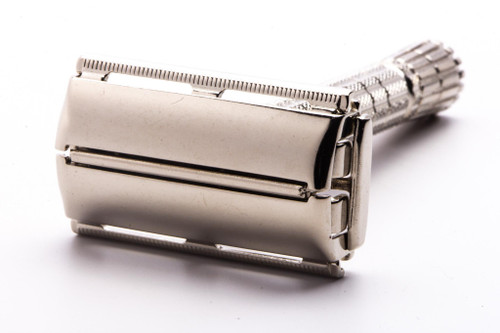 1959 E4 Gillette Flare Tip Super Speed Double Edge Safety Razor | Factory Nickel Revamp