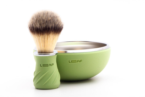 Leaf | Metal & Silicone Shave Bowl And Brush - Sage