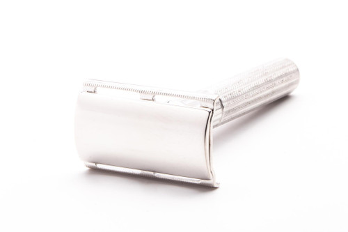 1976 W1 Gillette Fat Handle Tech Double Edge Safety Razor | Factory Nickel Revamp