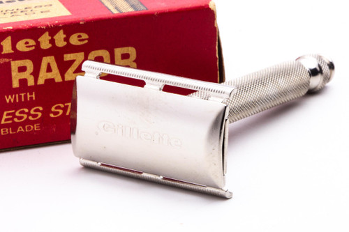 1966 L1 Gillette Ball End Tech Double Edge Safety Razor Set | Original Condition