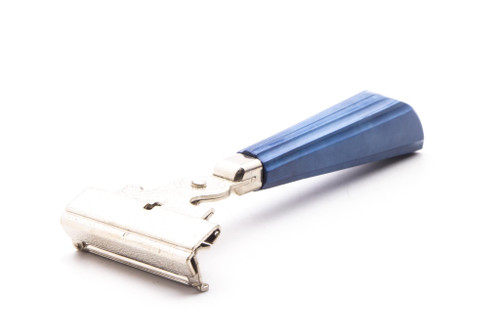 1950's Schick Eversharp Injector Razor with Blue Bakelite Handle | Factory Nickel Revamp
