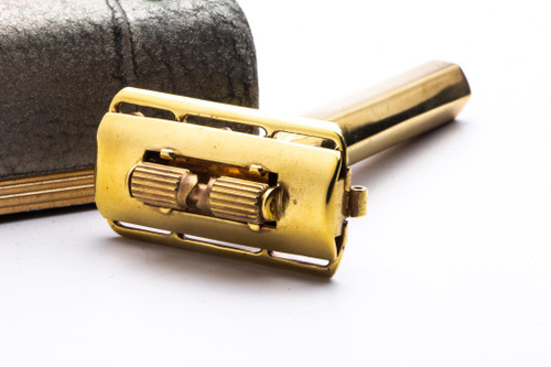 1930s King Oscillator Gold Double Edge Safety Razor Set With Paperwork | Original Condition
