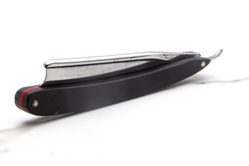 6/8" Vintage Restored Wade & Butcher Straight Razor with Dark Horn Scales & Barbers Notch