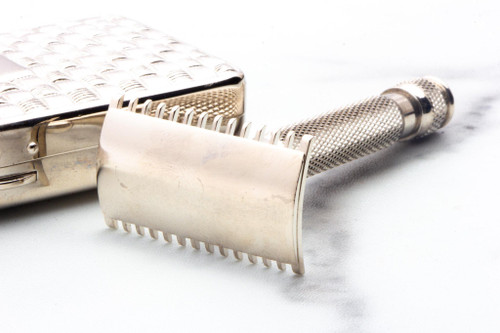 1917 Gillette ABC Pocket Edition Ball End Replica Handle Double Edge Safety Razor | Factory Nickel Revamp