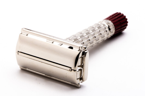 1956 B2 Gillette Red Tip Super Speed Safety Razor | Factory Nickel Revamp