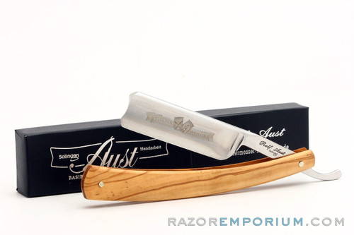6/8" Ralf Aust Spanish Tip Straight Razor | Olive Wood Scales & Jimps