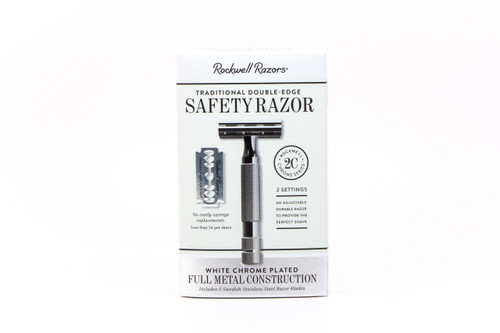 Rockwell 2C White Chrome Adjustable Double Edge Safety Razor