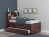 Acadia Merlot Twin Bookcase Captains Trundle  Bed