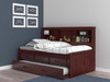 Merlot Twin Size Bookcase Captain's Day Bed with Trundle | Kids Furniture Warehouse