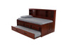 Merlot Twin Size Bookcase Captain's Day Bed with Trundle