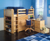 Maxtrix BLING Mid Loft Bed w/ Storage and Desk Twin Size Natural | Maxtrix Furniture | MX-BLING3L-NX