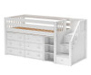 Maxtrix GREAT Storage Low Loft Bed with Stairs Twin Size White | Maxtrix Furniture | MX-GREAT1-WX
