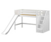 Maxtrix HERO Mid Loft Bed with Stairs and Slide Twin Size White | Maxtrix Furniture | MX-HERO-WX