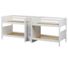 Maxtrix META Quadruple Medium Bunk Bed with Stairs Full Size White | Maxtrix Furniture | MX-META-WX