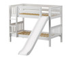 Maxtrix SMILE Low Bunk Bed w/ Slide Twin Size White | Maxtrix Furniture | MX-SMILE-WX